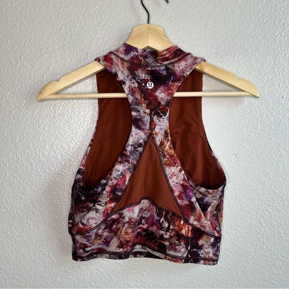 Lululemon Everlux and Mesh Cropped Tank Urbantricity Multi/Dark Terracotta Sz 6 - Picture 6 of 10
